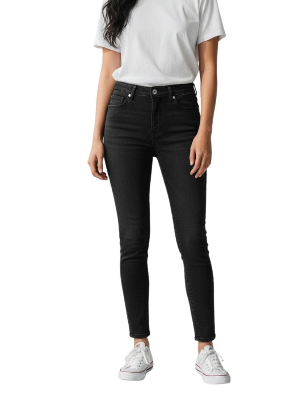 Paige 31 Black Skyline Skinny Mid Rise Ankle Stretch 5-Pocket Denim Jeans